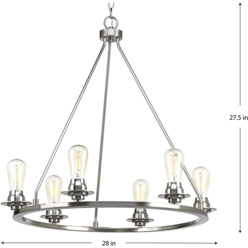 Debut 6 Light 28 inch Brushed Nickel Chandelier Ceiling Light, Design Series