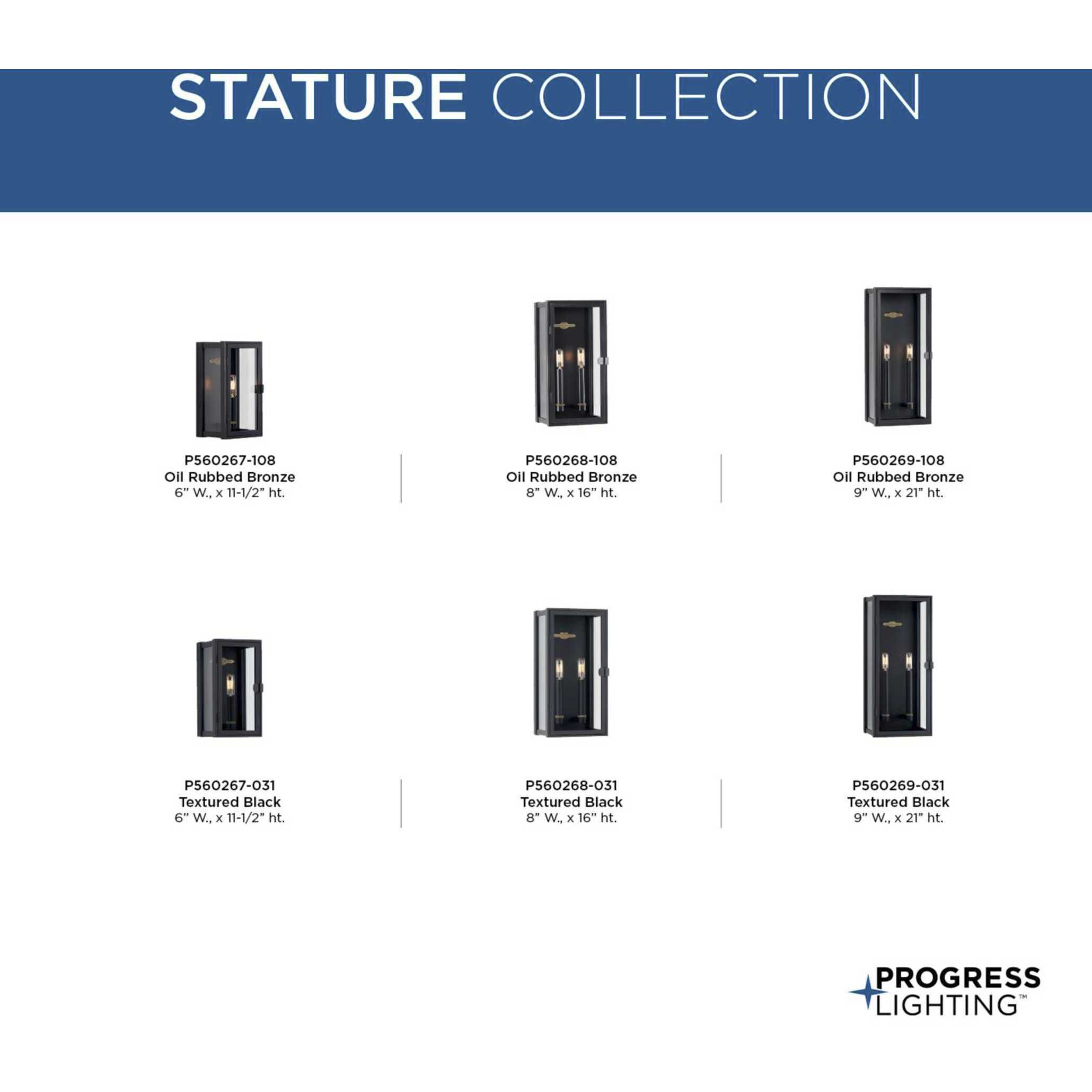 Stature 2 Light 16 inch Oil Rubbed Bronze Outdoor Wall Lantern