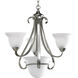 Torino 3 Light 24 inch Brushed Nickel Chandelier Ceiling Light in Etched