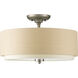 Ashbury 3 Light 16 inch Silver Ridge Semi-Flush Mount Ceiling Light
