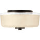Alexa 2 Light 12 inch Antique Bronze Flush Mount Ceiling Light in Etched Umber Linen with Clear Top