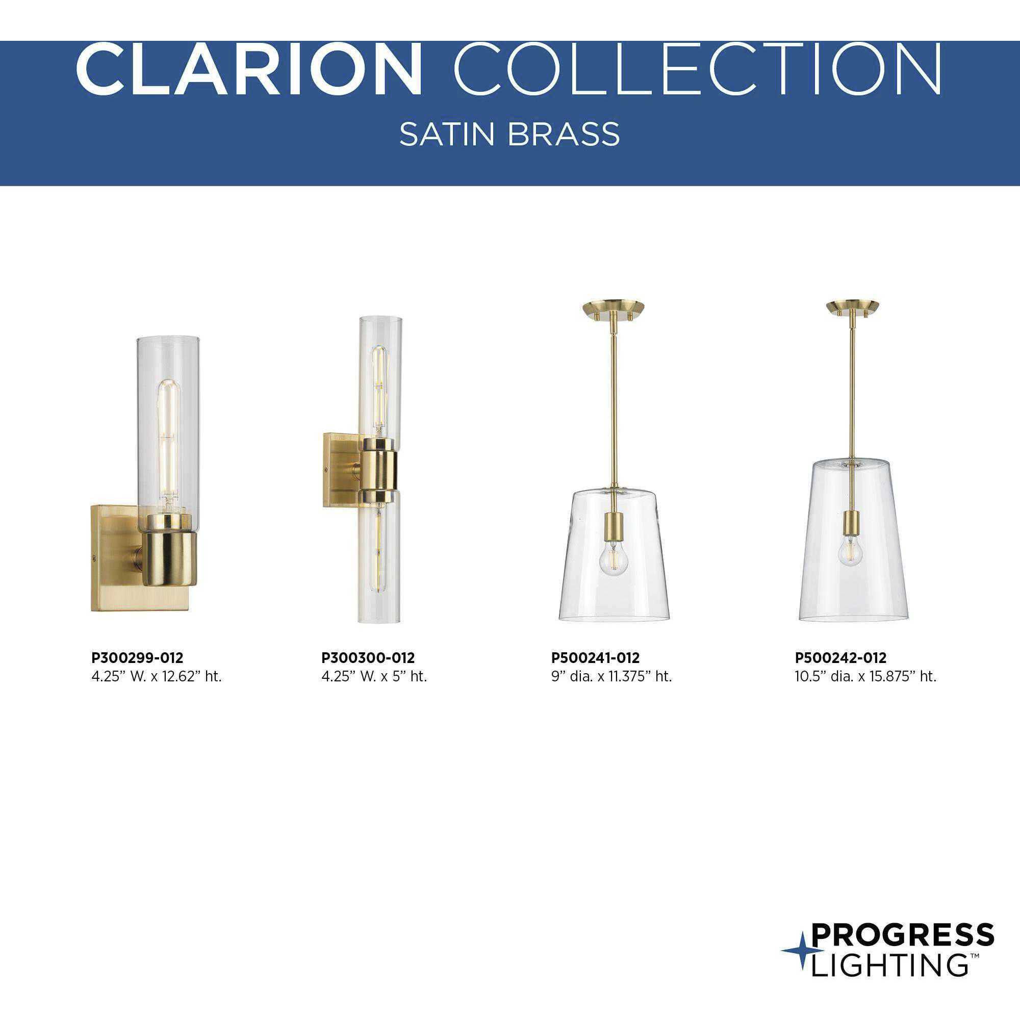Clarion 1 Light Satin Brass Pendant Ceiling Light, Small