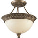 Savannah 2 Light 13 inch Burnished Chestnut Close-to-Ceiling Ceiling Light