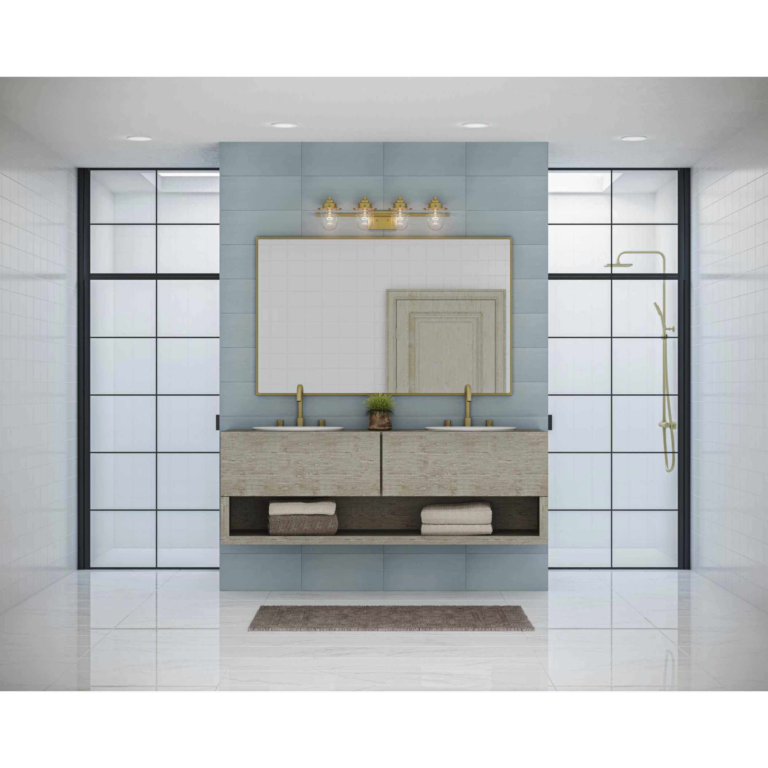 Northlake 4 Light 32.5 inch Vintage Brass Bath Light Wall Light