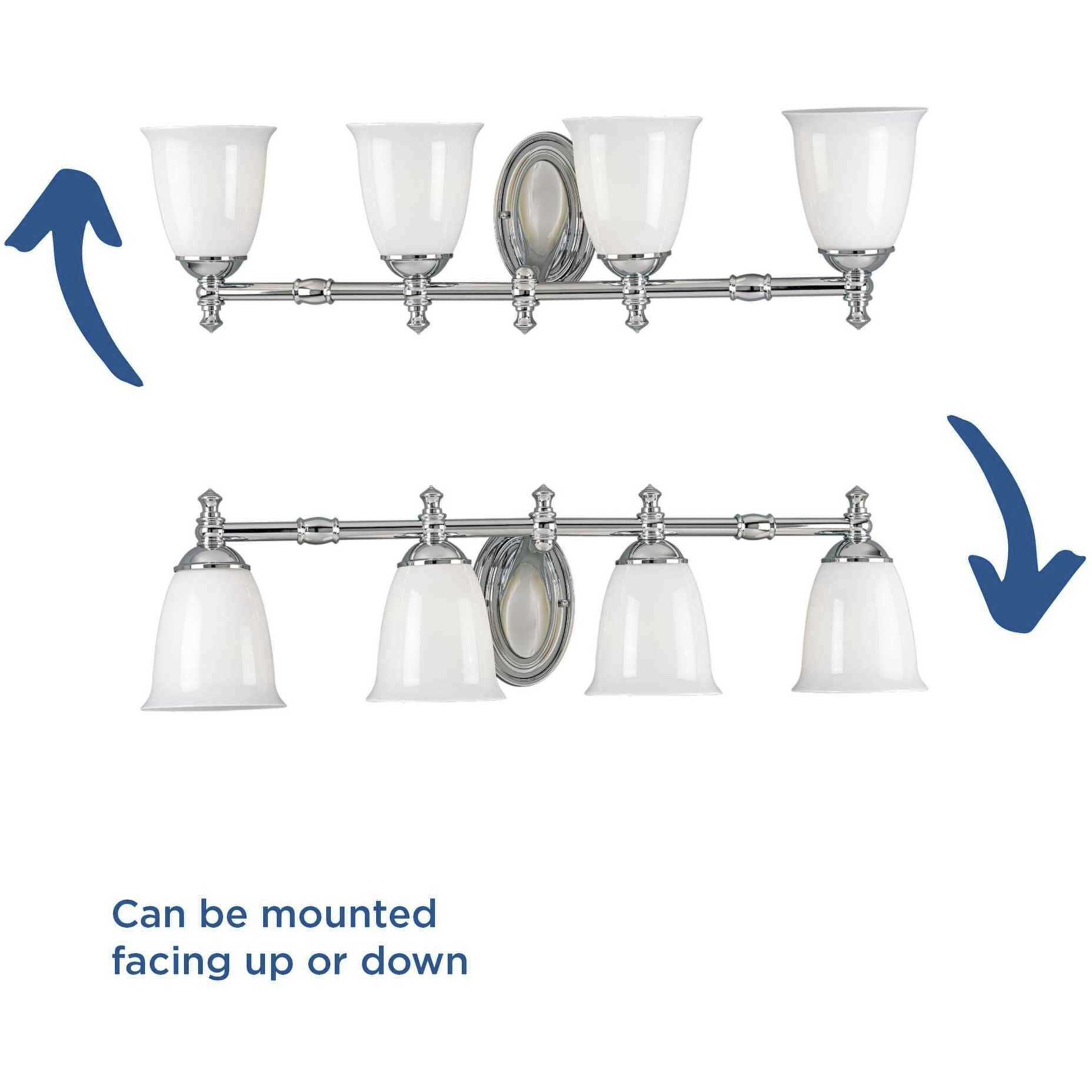 Victorian 4 Light 33 inch Polished Chrome Bath Vanity Wall Light, Delta