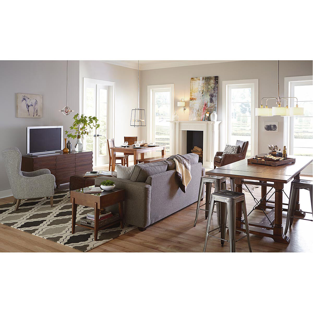 Re-Bar 4 Light 21.88 inch Polished Chrome Pendant Ceiling Light, Design Series