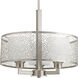 Mingle 3 Light 17 inch Brushed Nickel Pendant Ceiling Light in Etched Spotted White Glass