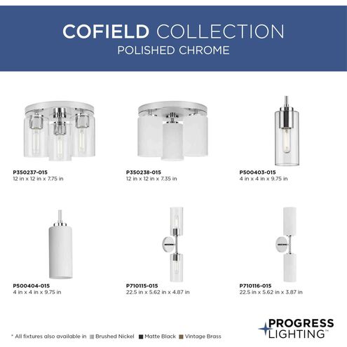 Cofield 3 Light 12 inch Polished Chrome Flushmount Ceiling Light
