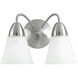 Etched Glass 2 Light 14 inch Brushed Nickel Bath Vanity Wall Light