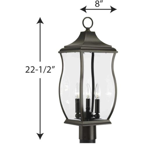 Township 3 Light 23 inch Oil Rubbed Bronze Outdoor Post Lantern
