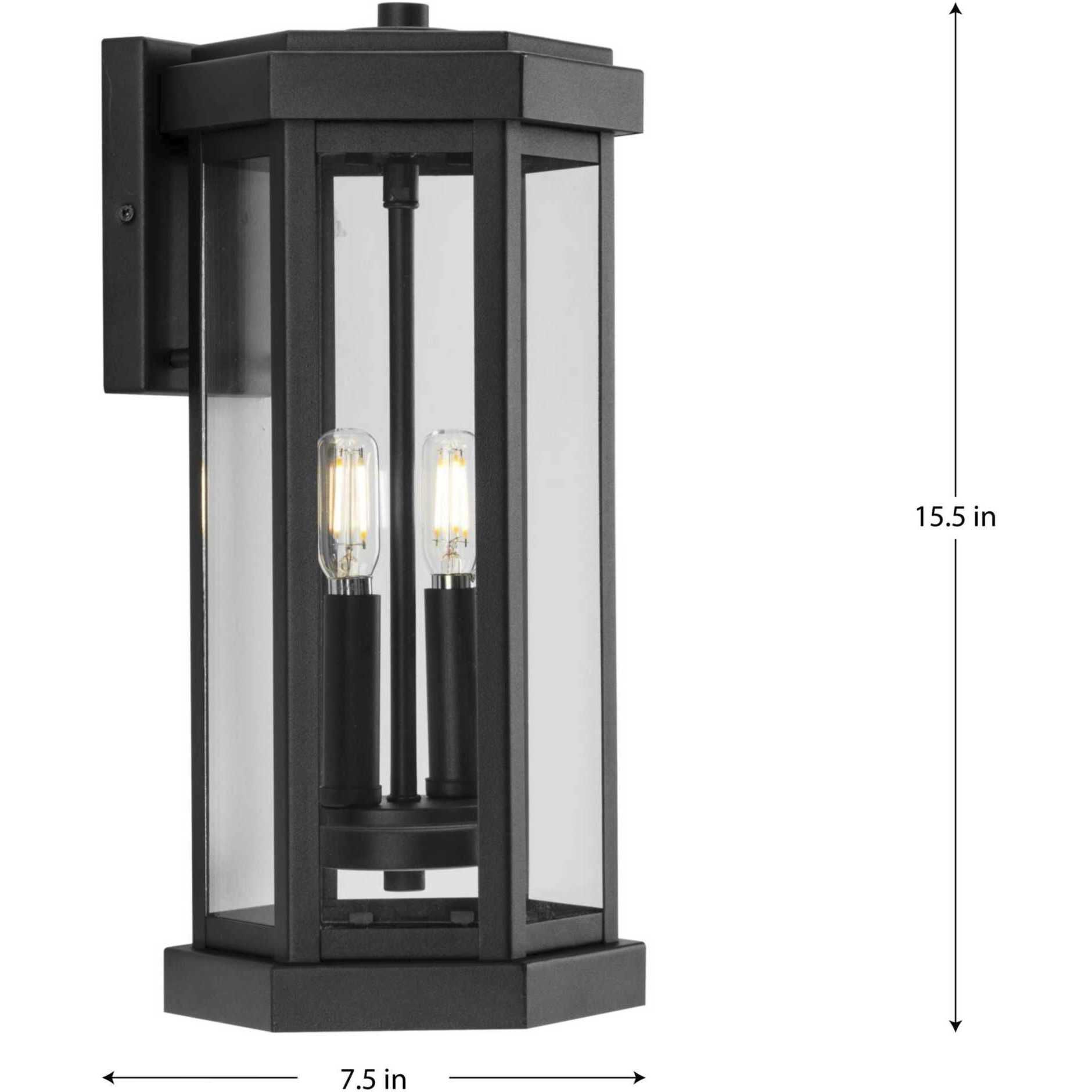 Ramsey 2 Light 15.5 inch Textured Black Outdoor Wall Lantern