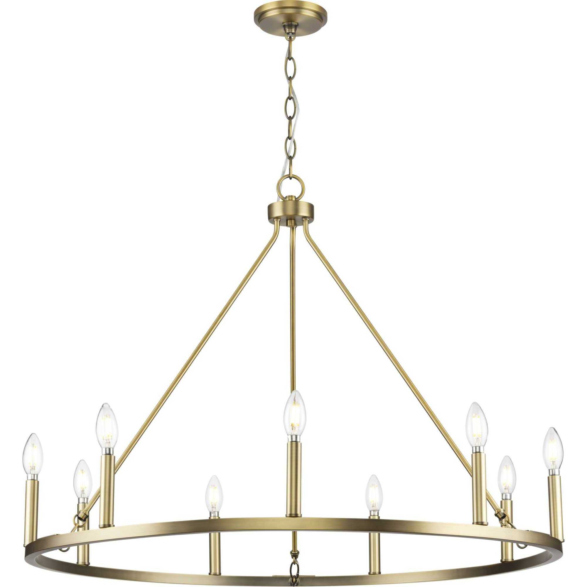 Gilliam 9 Light 35.5 inch Vintage Brass Chandelier Ceiling Light