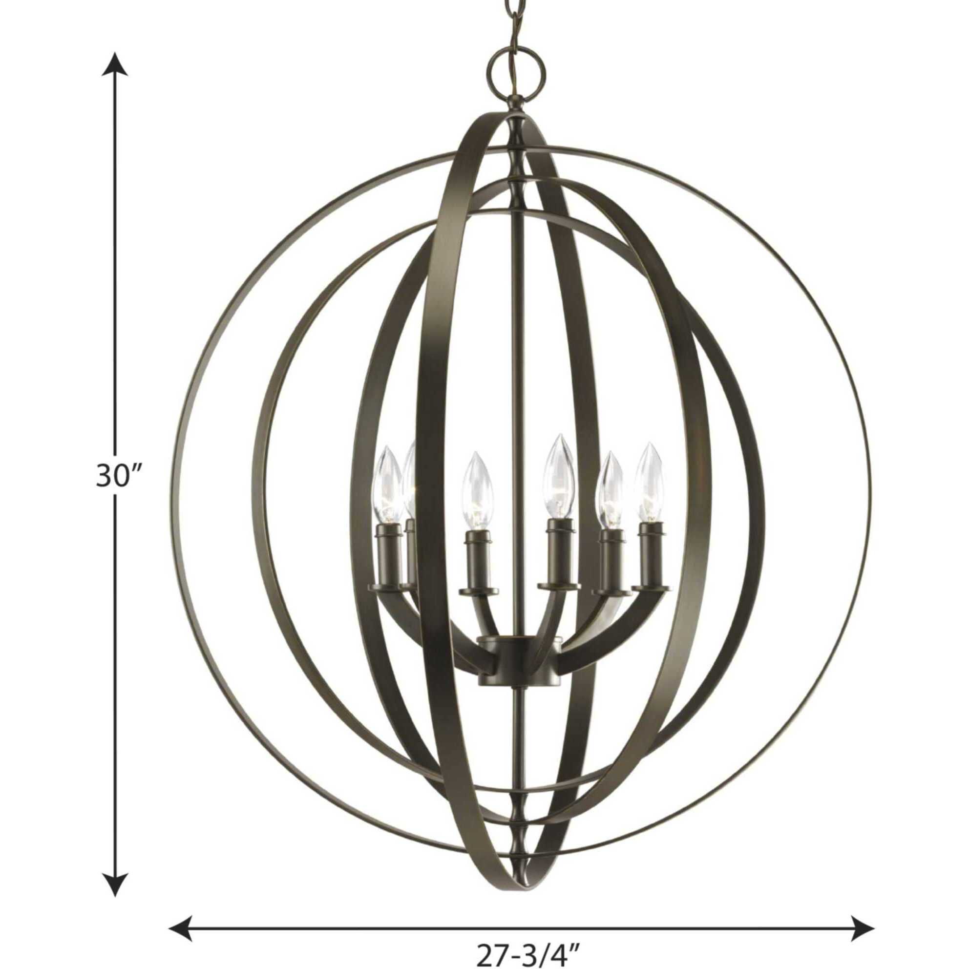 Equinox 6 Light 28 inch Antique Bronze Foyer Pendant Ceiling Light