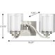Kene 2 Light 16 inch Brushed Nickel Bath Vanity Wall Light