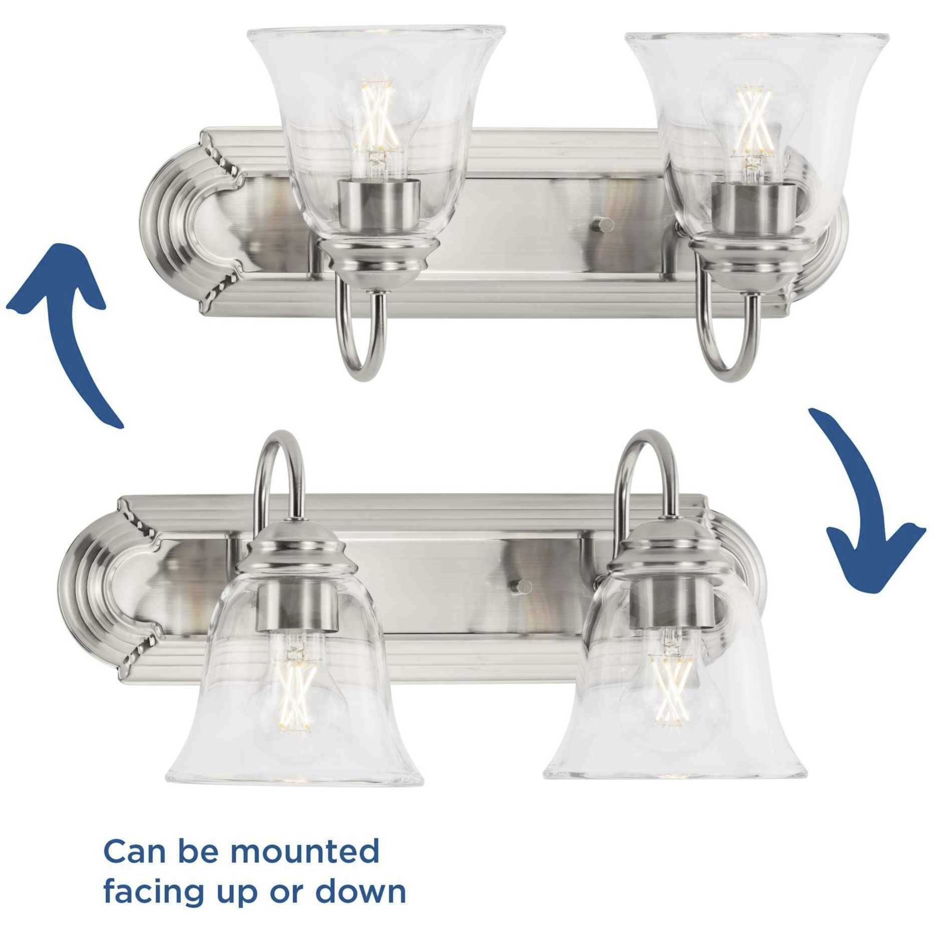 Clear Glass 2 Light 18 inch Brushed Nickel Vanity Light Wall Light