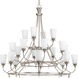 Cantata 20 Light 42 inch Brushed Nickel Chandelier Ceiling Light in Etched Glass Painted White Inside