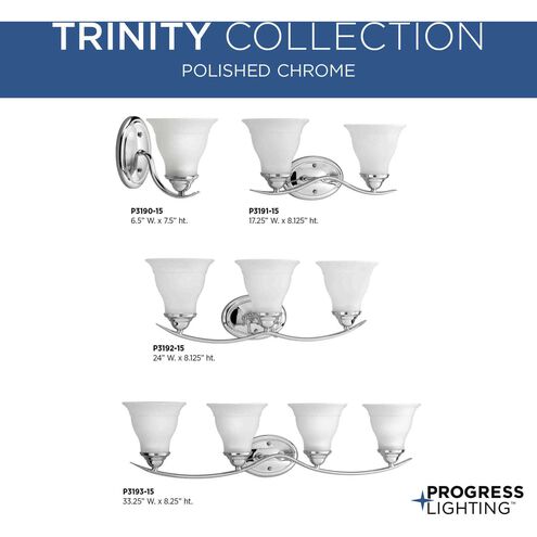 Trinity 3 Light 24 inch Polished Chrome Bath Vanity Wall Light in Bulbs Not Included, Standard