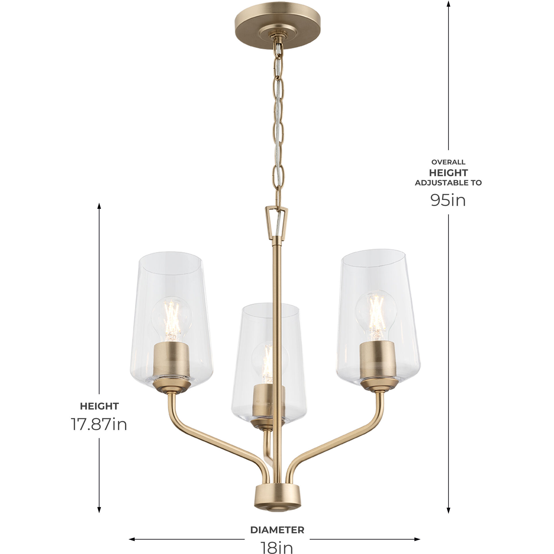 Celino 3 Light 18 inch Champagne Bronze Chandelier Ceiling Light