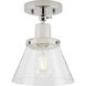 Hinton 1 Light 8 inch Polished Nickel Flush Mount Ceiling Light