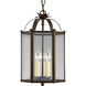 Flat Glass 3 Light 9 inch Antique Bronze Hall & Foyer Ceiling Light