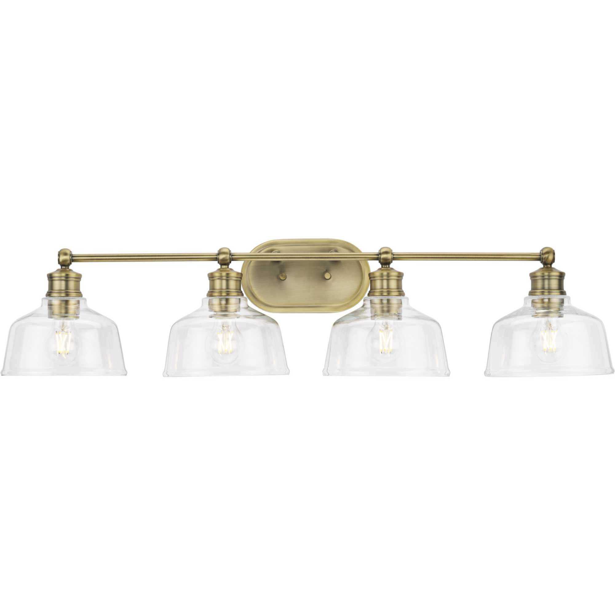 Singleton 4 Light 36 inch Vintage Brass Bath Vanity Wall Light