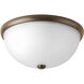 Random 2 Light 14 inch Antique Bronze Close-to-Ceiling Ceiling Light in Etched