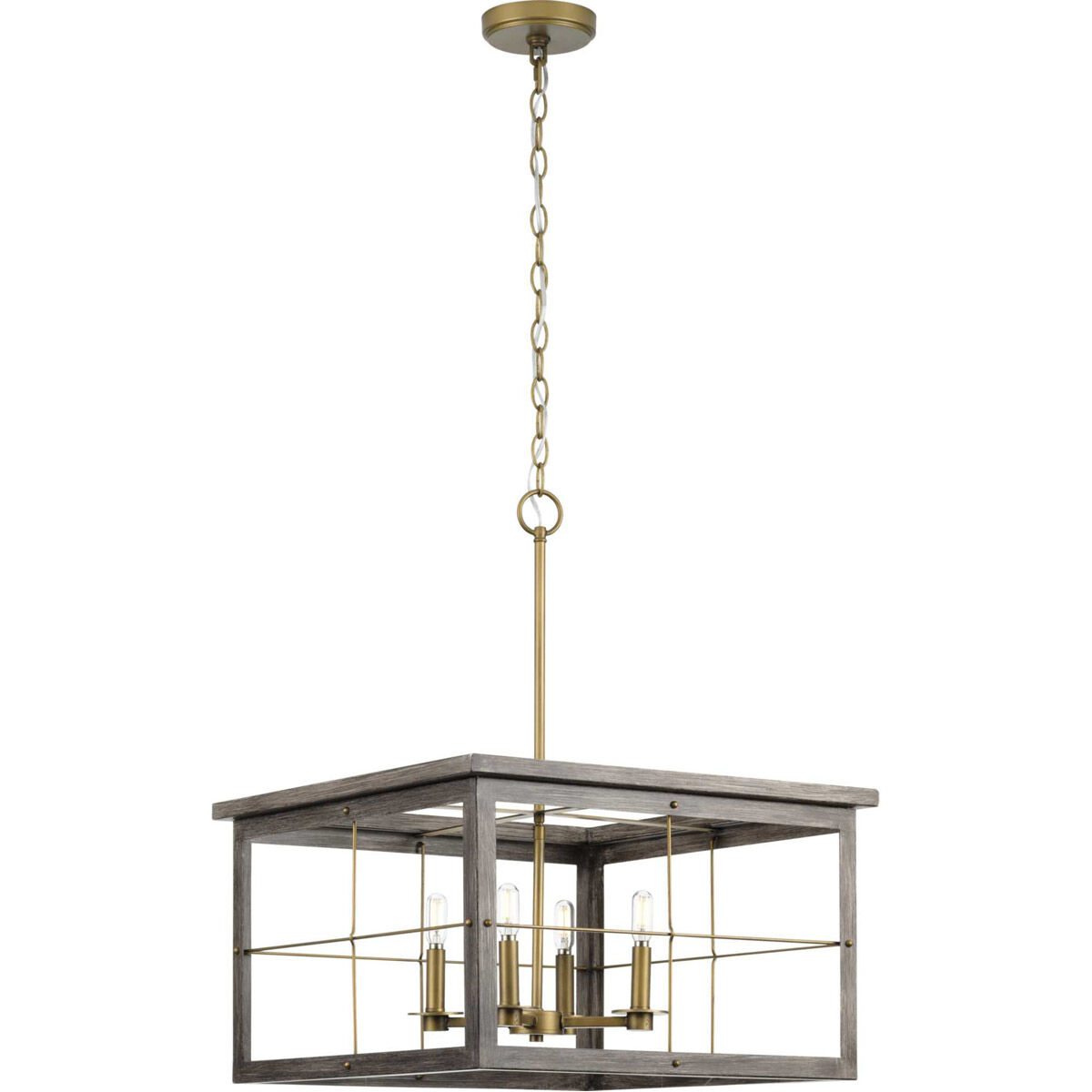 Hedgerow 4 Light 21 inch Distressed Brass Chandelier Ceiling Light