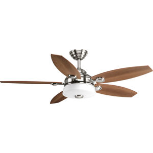 Graceful 54 inch Brushed Nickel with Medium Cherry/Silver Blades Ceiling Fan, Progress LED