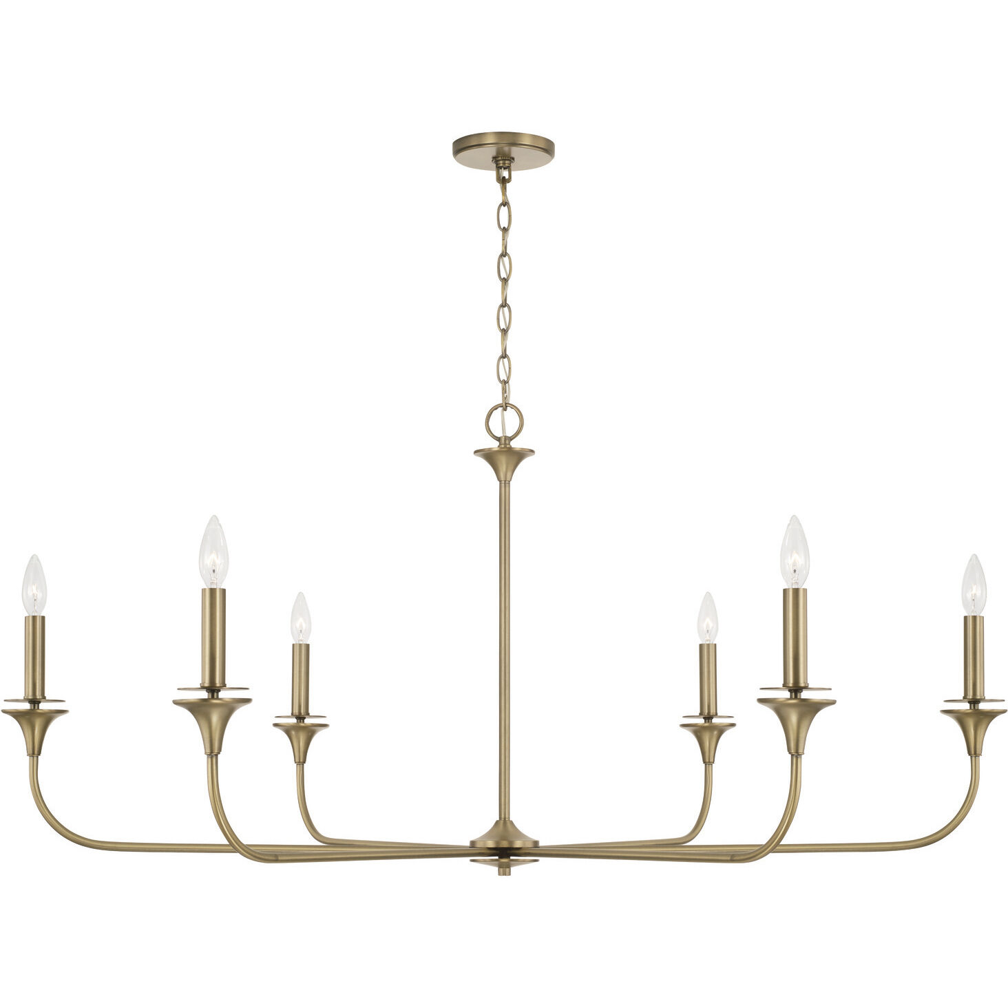 Presley 6 Light 49 inch Aged Brass Chandelier Ceiling Light