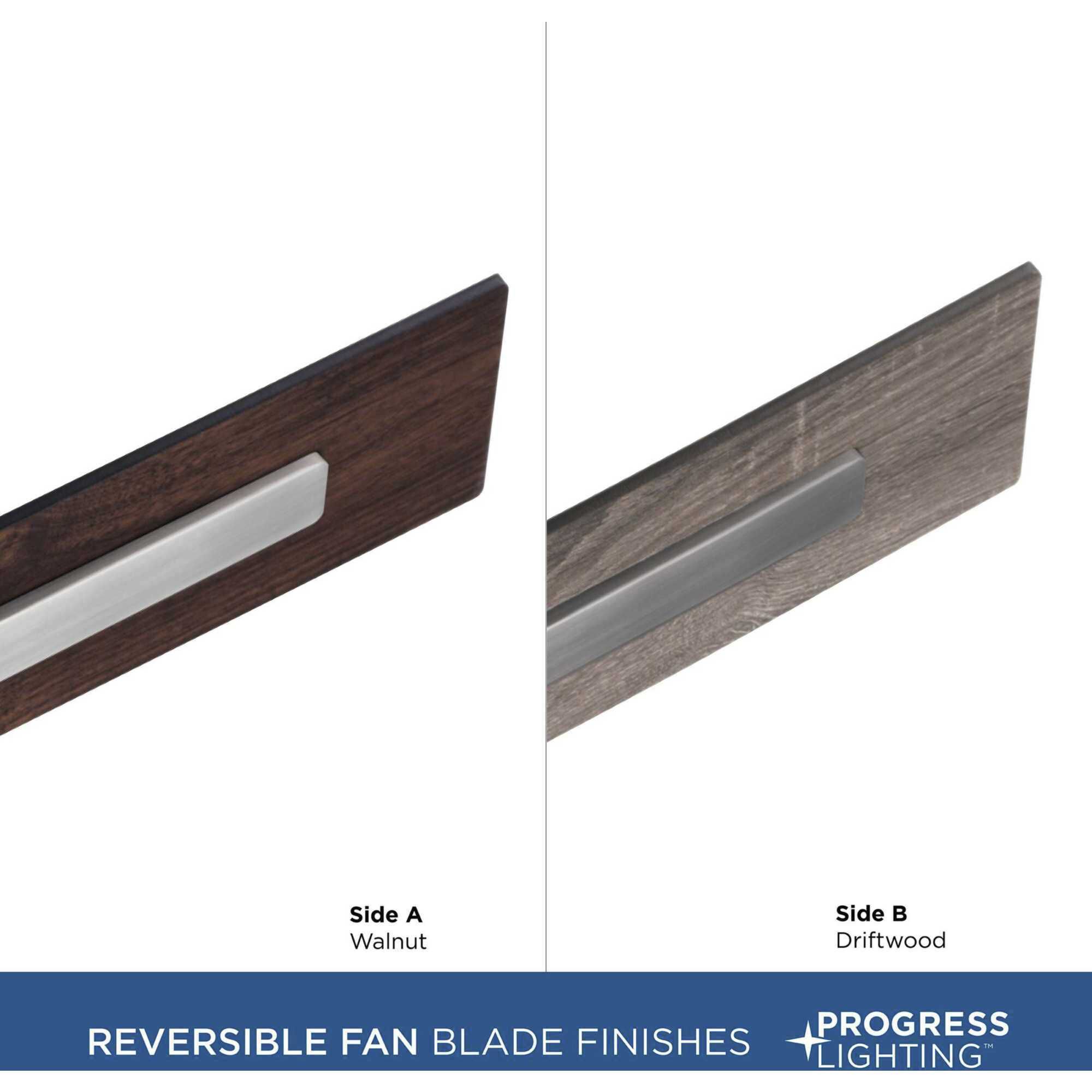 Glandon 60 inch Antique Nickel with Walnut/Driftwood Blades Ceiling Fan, Progress LED