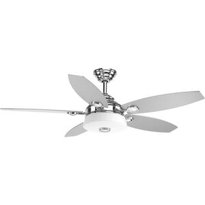 Graceful 54 inch Polished Chrome with Silver/Toasted Oak Blades Ceiling Fan, Progress LED