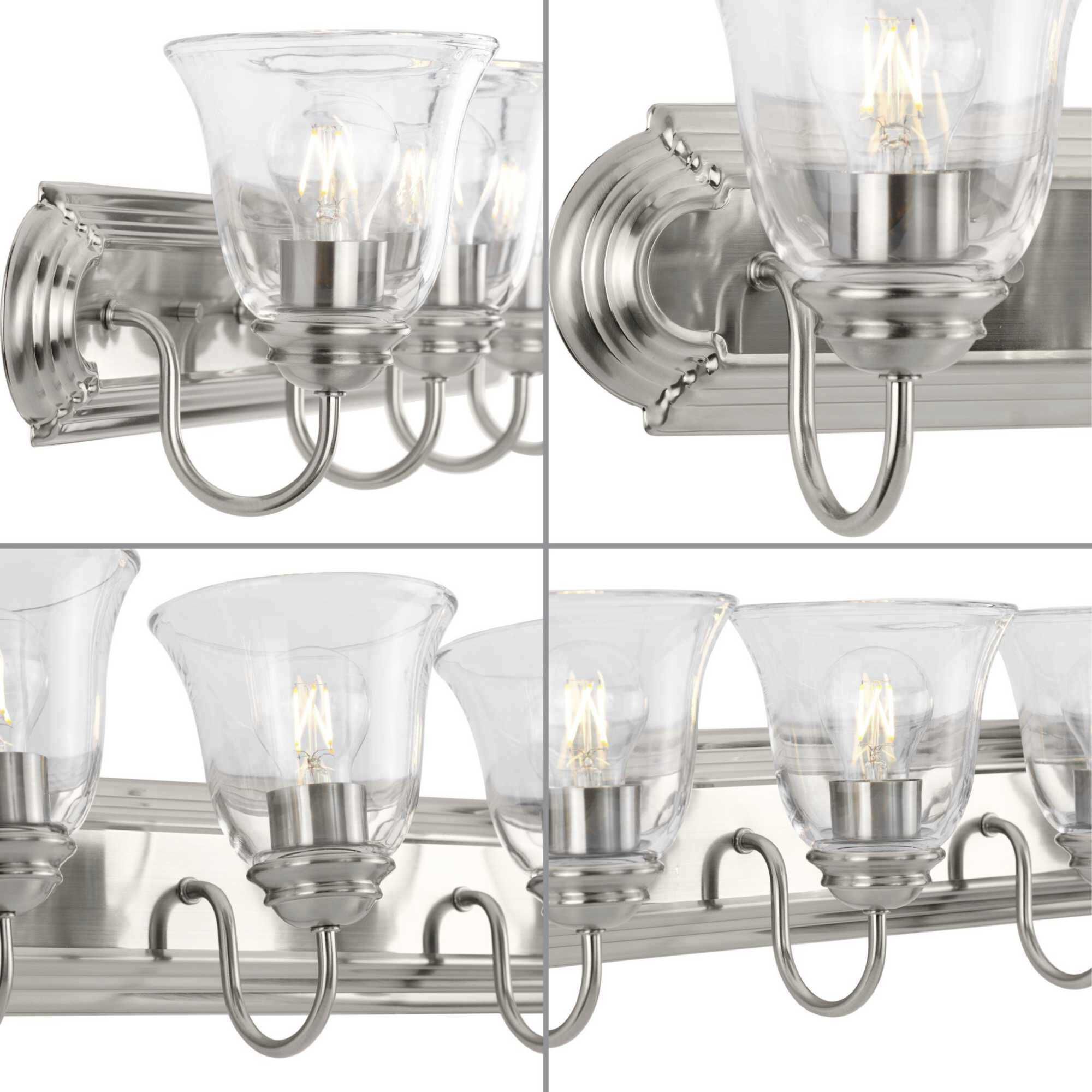 Clear Glass 6 Light 48 inch Brushed Nickel Vanity Light Wall Light