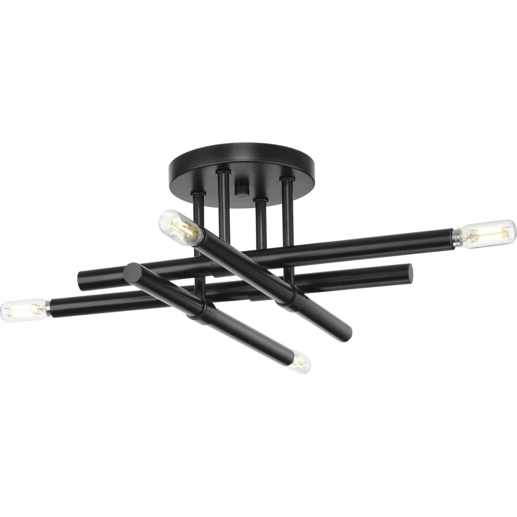 Arya 4 Light 20.12 inch Matte Black Semi-Flush Mount Ceiling Light, Design Series