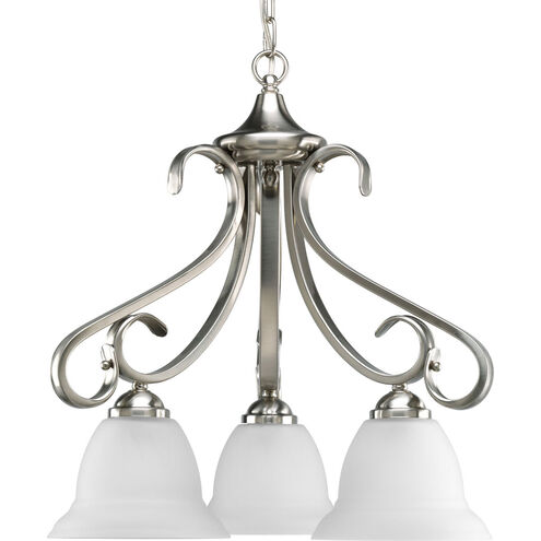 Torino 3 Light 19 inch Brushed Nickel Chandelier Ceiling Light in Etched