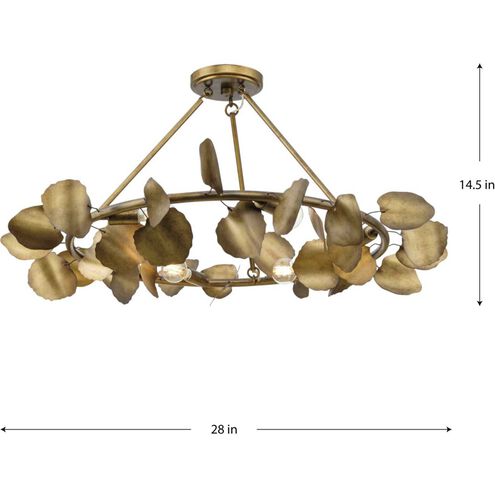 Laurel 6 Light 28 inch Gold Ombre Semi-Flush Mount Ceiling Light, Design Series
