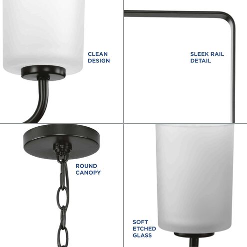 League 3 Light Matte Black Foyer Chandelier Ceiling Light