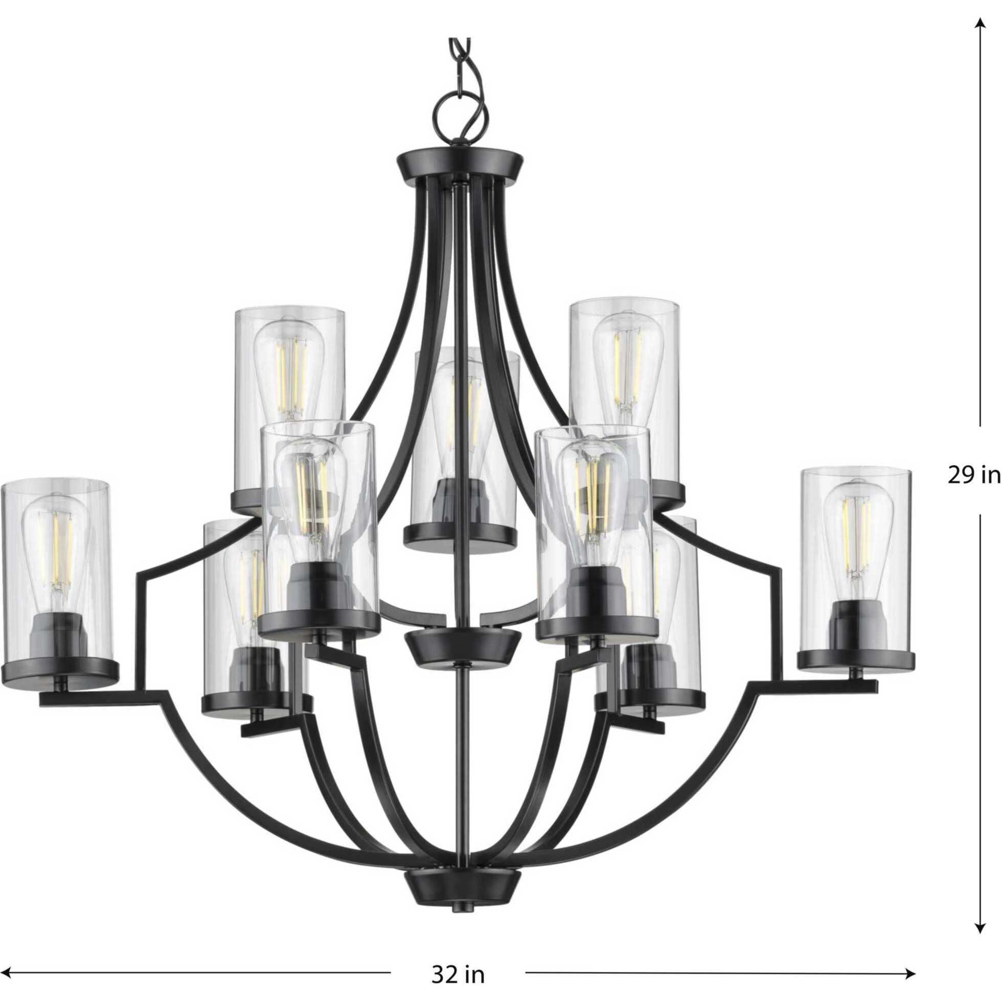 Lassiter 9 Light 32 inch Matte Black Chandelier Ceiling Light