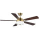 Tempt 52 inch Vintage Brass with Chestnut/Dark Cherry Blades Ceiling Fan, Progress LED