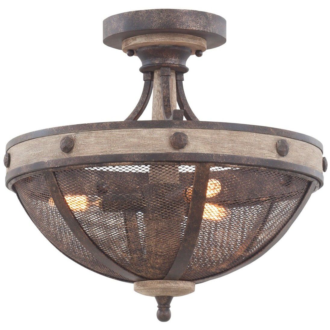 Coronado 3 Light 16 inch Florence Gold Semi Flush Mount Ceiling Light