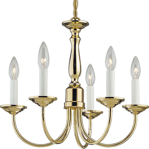 Five Light 5 Light 18 inch Polished Brass Chandelier Ceiling Light