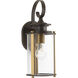 Squire 1 Light 15 inch Antique Bronze Outdoor Wall Lantern in Antique Bronze and Vintage Brass, Small