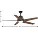 Gust 54 inch Antique Bronze with Walnut Blades Ceiling Fan, Progress LED