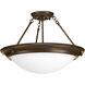 Eclipse 3 Light 19 inch Antique Bronze Close-to-Ceiling Ceiling Light in Satin White Glass