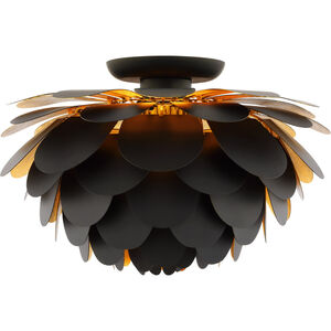 Chapman & Myers Cynara LED 17 inch Matte Black and Gild Flush Mount Ceiling Light, Large