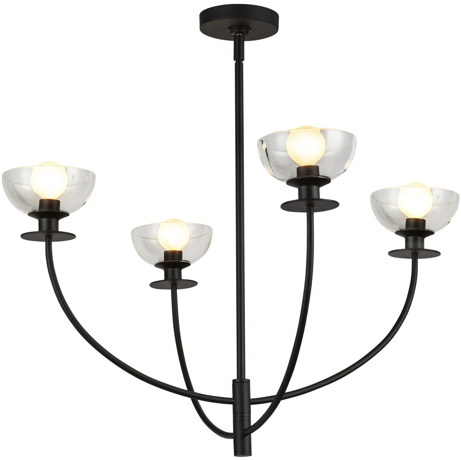 Alora Mood Sylvia 4 Light 26.5 inch Matte Black/Clear Glass Chandelier Ceiling Light