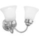 Fluted Glass 2 Light 11.75 inch Polished Chrome Bath Vanity Wall Light in Etched