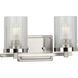 Fawcett 2 Light 13.13 inch Brushed Nickel Bath Vanity Wall Light