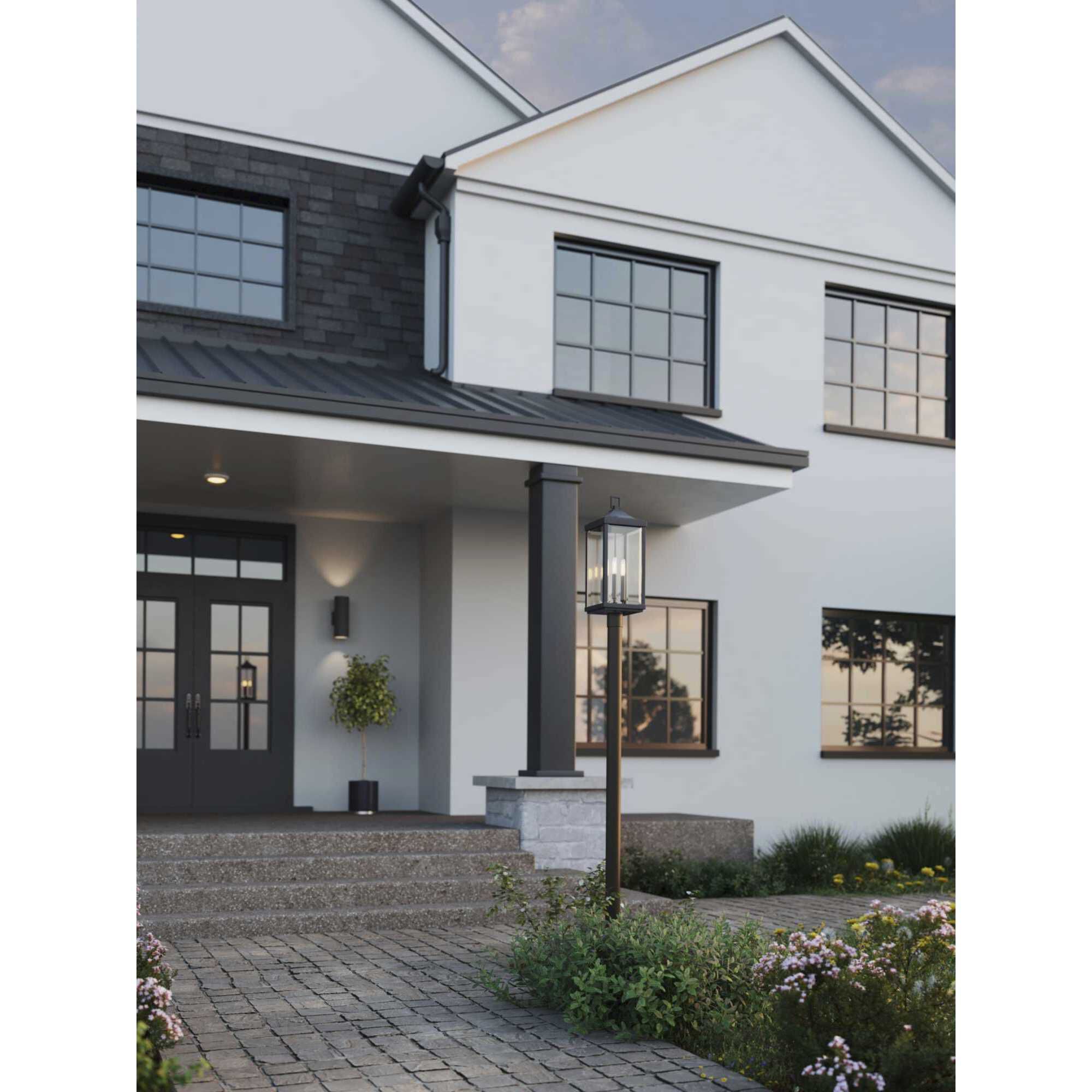 Outdoor Posts 84 inch Matte Black Outdoor Aluminum Post in No Photocell