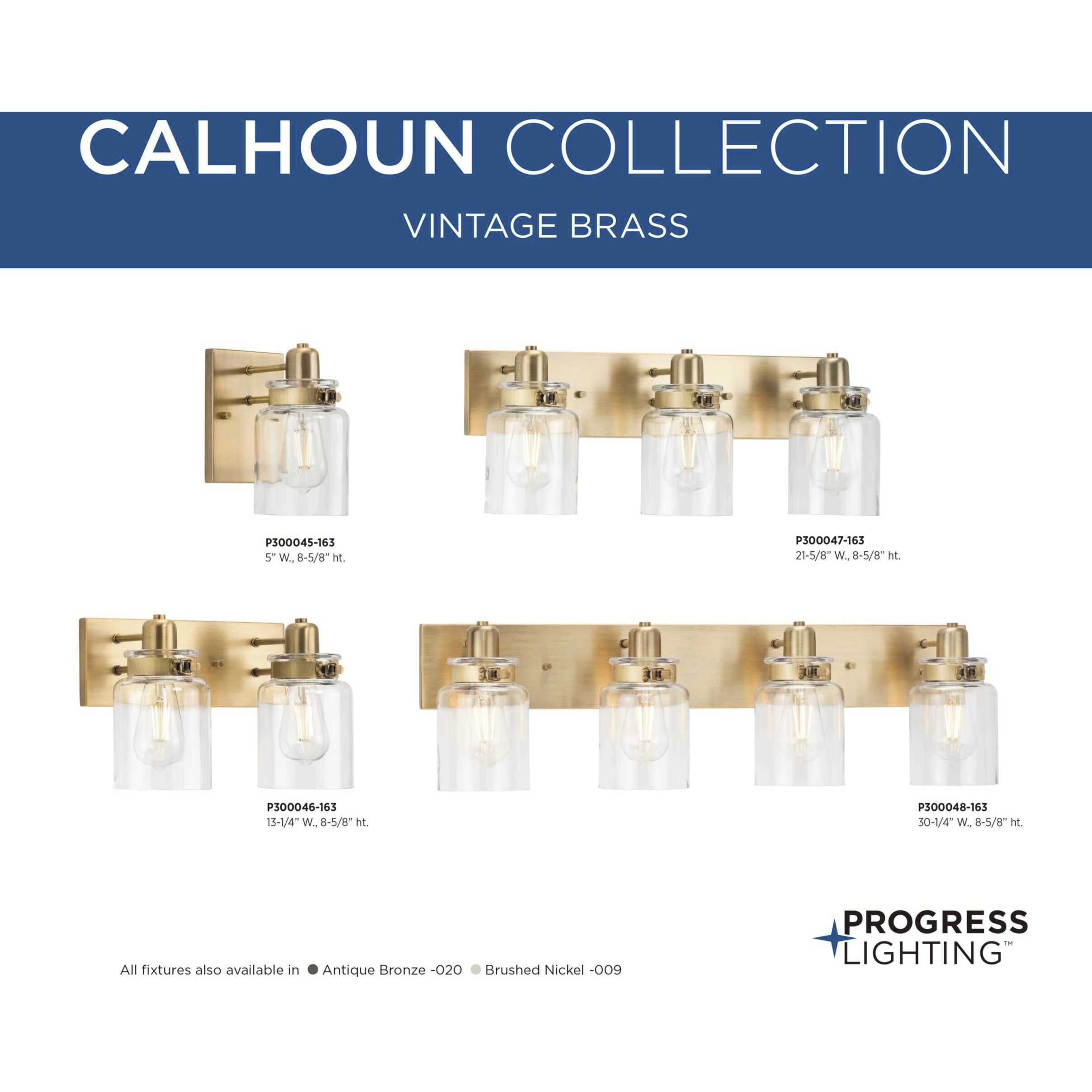 Progress P300046 163 Calhoun 2 Light 13 inch Vintage Brass Bath Vanity Wall Light