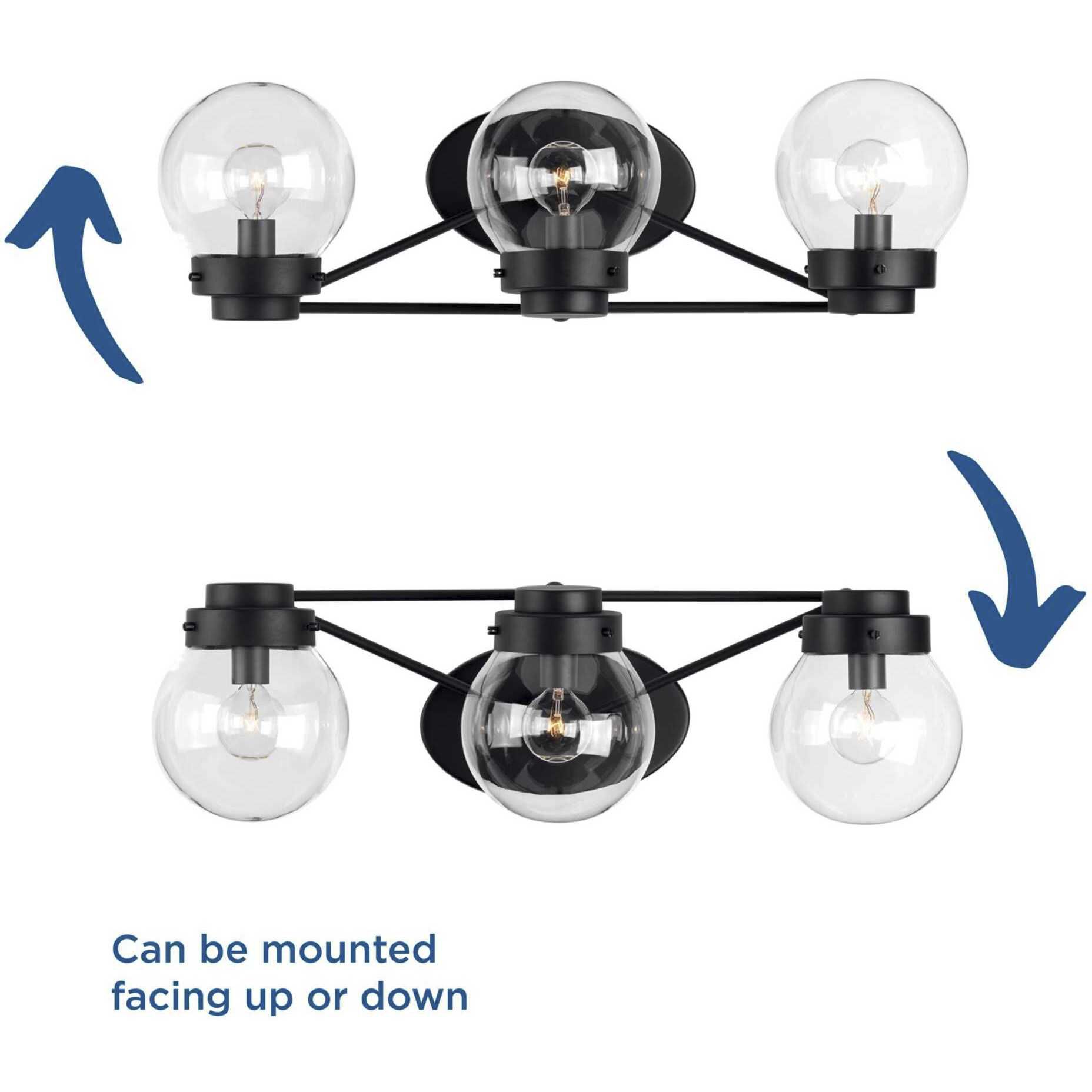 Spatial 3 Light 22 inch Matte Black Bath Vanity Wall Light, Design Series